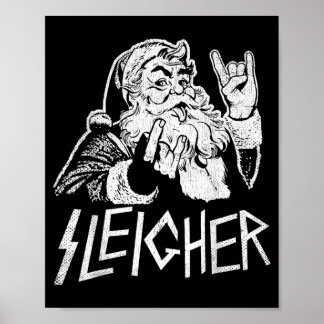 Poster Père Noël Sleigher Rock On Goth Heavy