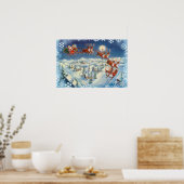 Poster PÈRE NOËL SNOWFLAKES & SLEIGH par SHARON SHARPE (Cuisine)