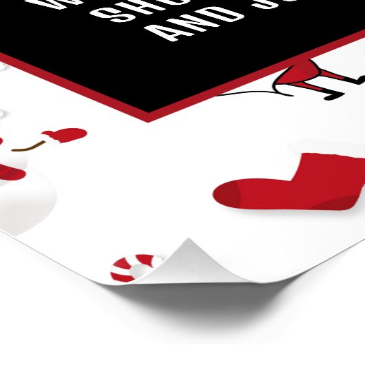 Poster Père Noël & Snowman, Visit Père Noël, QR Code Queu (Coin)