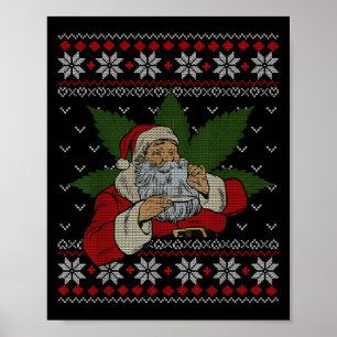 Poster Père Noël Stoner Fumer Weed Humour Vilain Noël