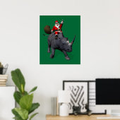 Poster Père Noël Sur Rhino Rhinoceros (Bureau à domicile)
