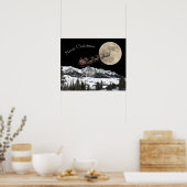 Poster Père Noël survolant la lune (Cuisine)