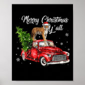 Poster Père Noël Tiger Ride Rouge Camion moche Sweat Noël (Devant)