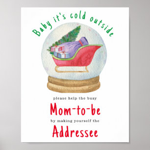 Poster Père Noël traîneau - Maman à être destinataire