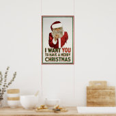 Poster Père Noël veut que TU aies un Joyeux Noël (Cuisine)