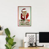 Poster Père Noël veut que TU aies un Joyeux Noël (Bureau à domicile)