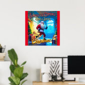 Poster Père Noël vient de Chimney ! (Bureau à domicile)