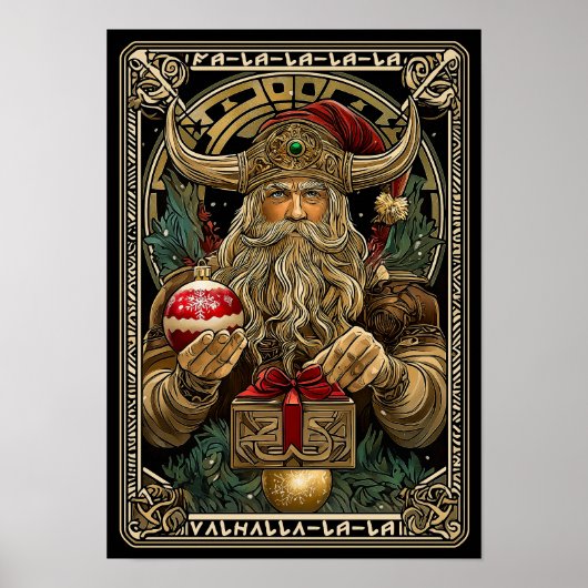 Poster Père Noël Viking drôle Valhalla Noël Yule (Devant)