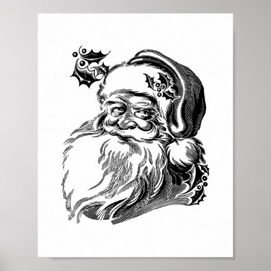 Poster Père Noël vintage à l'ancienne (Devant)