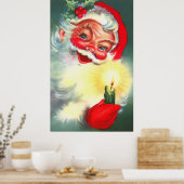 Poster Père Noël vintage avec bougie (Cuisine)