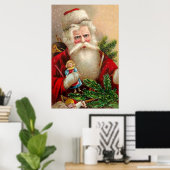 Poster Père Noël vintage avec poupée (Bureau à domicile)