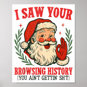 Poster Père Noël Vintage Drôle J'ai Vu Votre Historique d