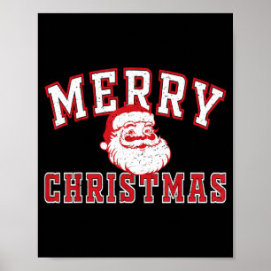 Poster Père Noël vintage Joyeux Noël Visage Ancien Pour H