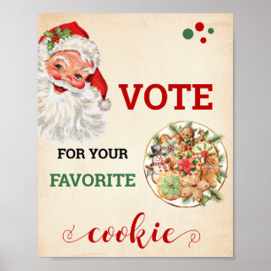 Poster Père Noël Votez pour votre Cookie favori Signet de