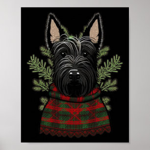 Poster Père Noël Xmas Scottie sur un Térrier écossais de