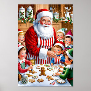 Poster Père Noël's Holiday Baking Crew Kitchen Wall Art