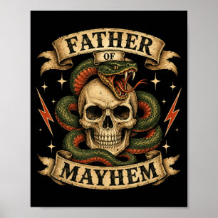 Poster Père Rétro du Biker Papa Crâne Dur de Mayhem
