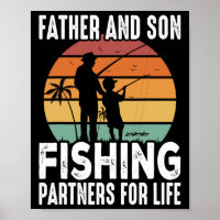 Père vintage et fils partenaires de pêche pour la