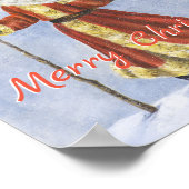 Poster Père vintage Noël, Marcher dans la neige (Coin)