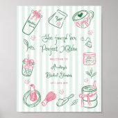Poster Perfect Matcha Stripes Bridal Shower Welcome Sign (Devant)