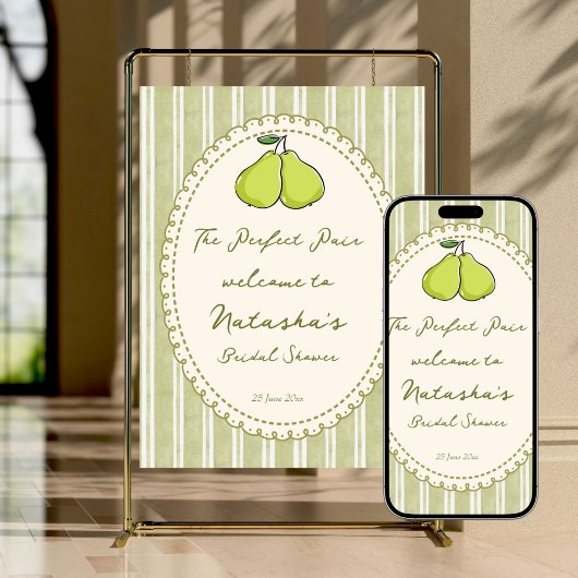 Poster Perfect pair pear bridal shower welcome sign