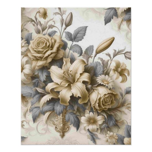 Poster Perfection florale Jaune antique (Devant)
