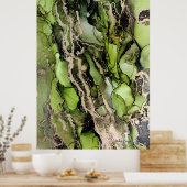 Poster Péridot Green Black Gold Agate Abstrait (Cuisine)
