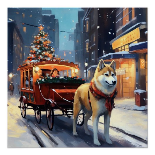 Poster Période de fêtes d'Akita de Noël (Devant)