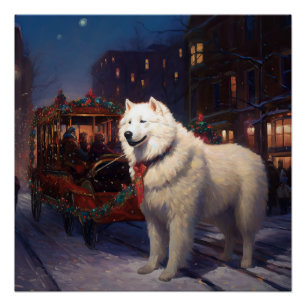 Poster Période de fêtes de Noël Samoyède