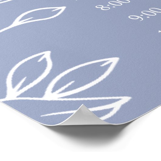 Poster Périwinkle Flower Programme de mariage simple Cale (Coin)