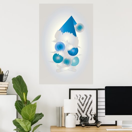 Poster Perle et bleu pour Noël (Bureau à domicile)