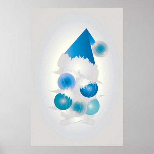 Poster Perle et bleu pour Noël (Devant)