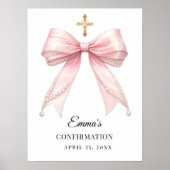 Poster Perles à ruban rose Bienvenue à la confirmation (Devant)