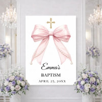 Perles à ruban rose Bienvenue au baptême