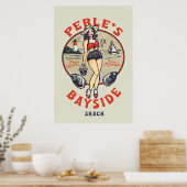 Poster "Perle's Bayside Oyster Shack" mignonne, Retro Sea (Cuisine)