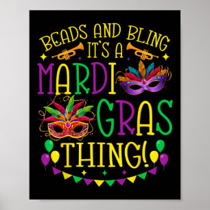Poster Perles Bling Mardi Gras Thé Fête du Carnaval Homme