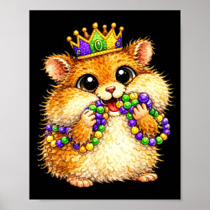 Poster Perles de fête de mardi gras de hamster Nola garço