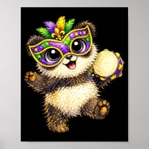 Poster Perles de fête Panda Mardi Gras Nola Mignon Enfant