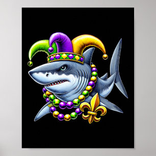 Poster Perles de requin Jester Mardi Gras Carnival Hommes
