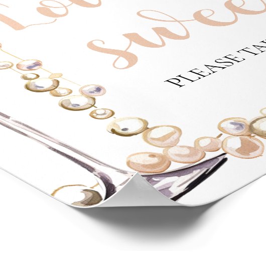 Poster Perles et Prosecco Champagne L'amour est doux sign (Coin)
