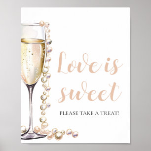 Poster Perles et Prosecco Champagne L'amour est doux sign