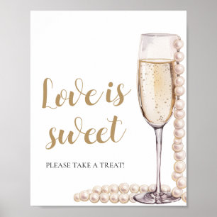 Poster Perles et Prosecco Champagne L'amour est doux sign
