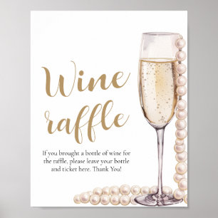 Poster Perles et Prosecco Fête des mariées Jeu de Raffle 