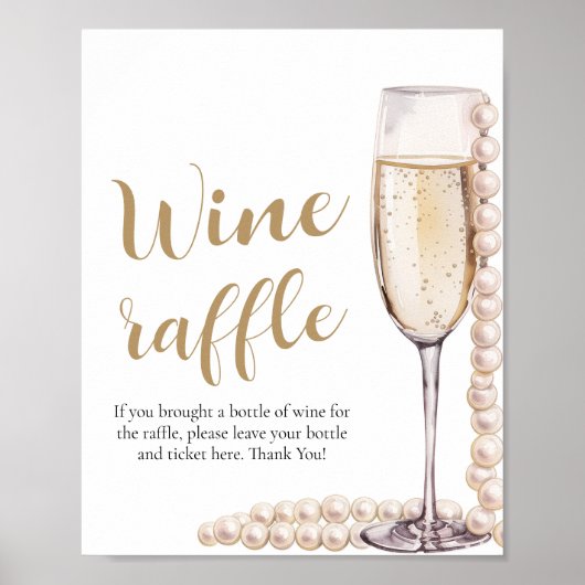 Poster Perles et Prosecco Fête des mariées Jeu de Raffle  (Devant)