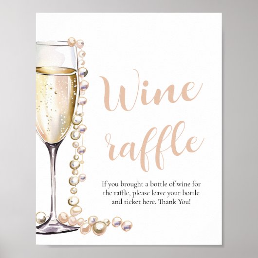 Poster Perles et Prosecco Fête des mariées Jeu de Raffle  (Devant)