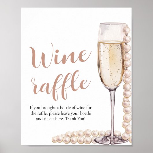 Poster Perles et Prosecco Fête des mariées Jeu de Raffle  (Devant)