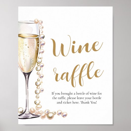 Poster Perles et Prosecco Fête des mariées Jeu de Raffle  (Devant)