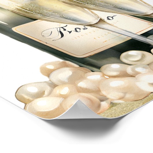 Poster Perles imprimables Prosecco Bienvenue à la Fête de (Coin)