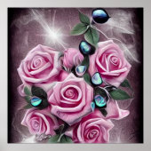 Poster Perles noires et roses roses roses (Devant)