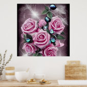 Poster Perles noires et roses roses roses (Cuisine)